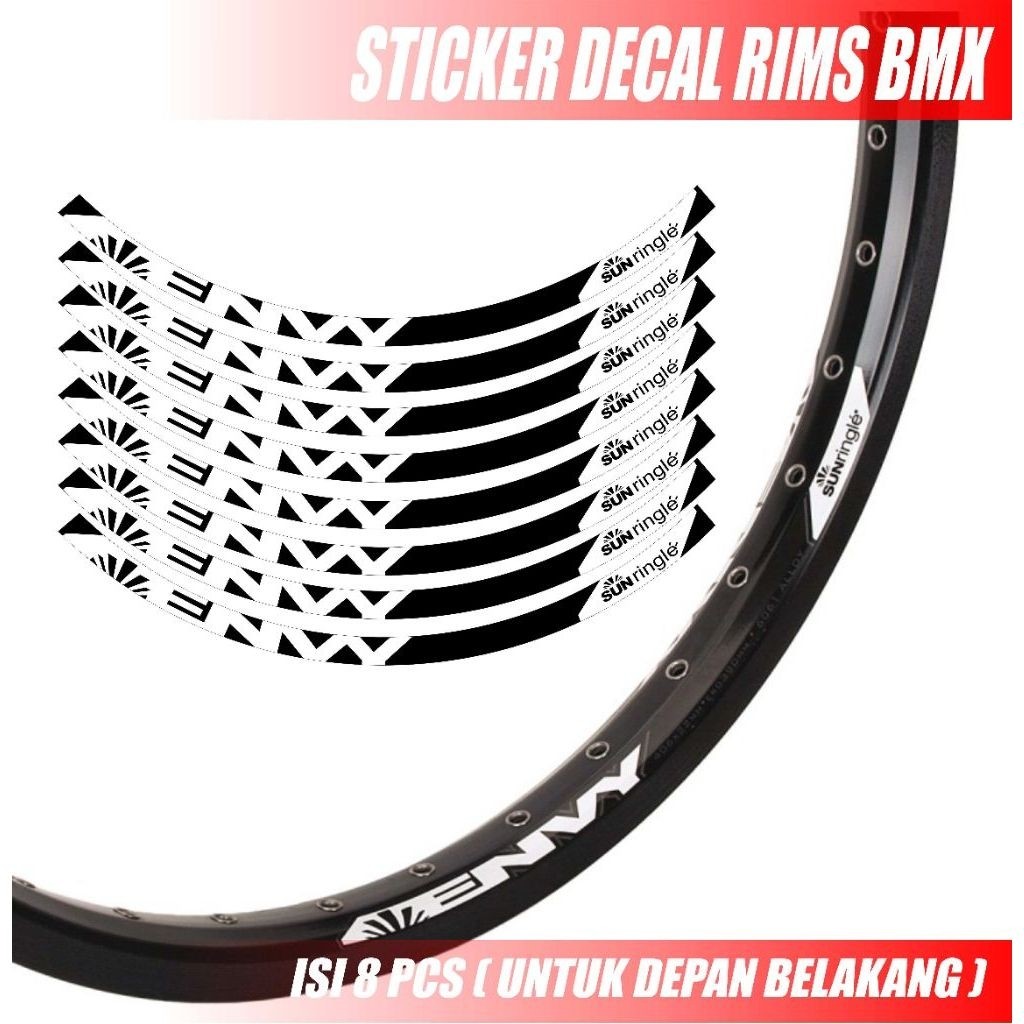 sticker stiker decal rims velg sepeda BMX 20 inch envy