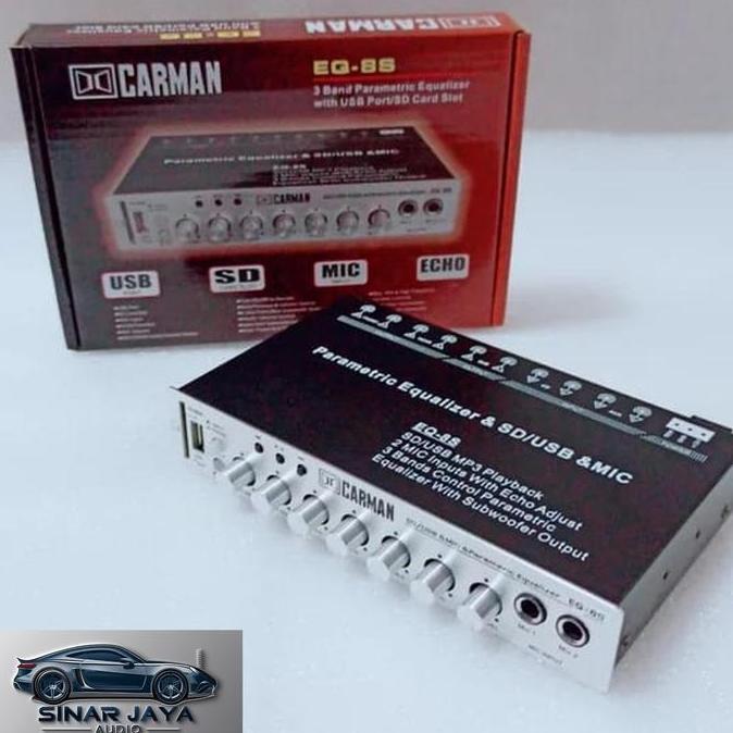 Promo Carman EQ-8S Parametric Equalizer 3 Band Pre-Amp Audio Mobil dengan USB & SD Card, Mic Input +
