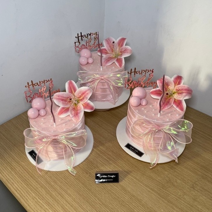fake cake dunmy cake, lily cake tema peach