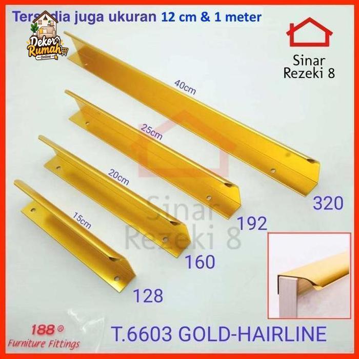 Handle 6603 1 METER GOLD Tarikan Laci Pintu Lemari Minimalis Dapur 100