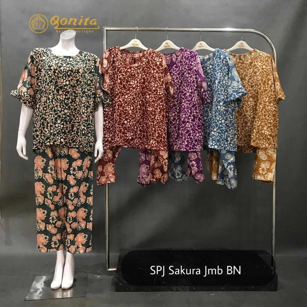 (Ld 116) Setelan Celana One Set Daster Qonita Adem Bahan Santung Tebal | Spj Sakura Jumbo
