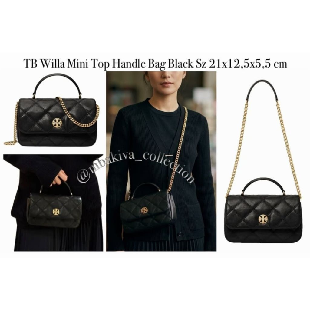TB Willa Mini Top Handle Bag Black