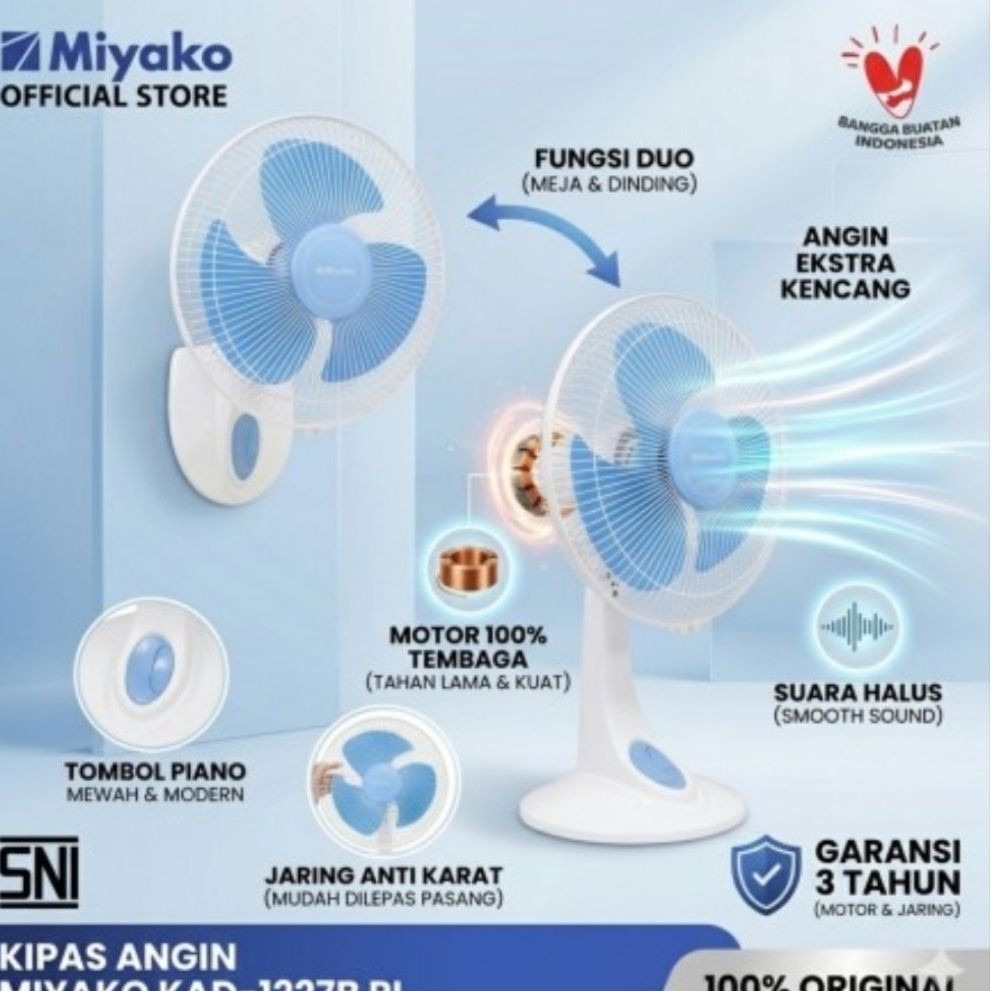 kipas angin duduk miyako 12inch / desk fan miyako / miyako 1227 PL