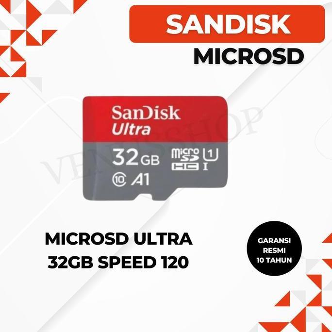 HARGA DISC - SANDISK MICROSD ULTRA 32GB SPEED 120MB/S - SANDISK MICROSD 32GB 120MBPS