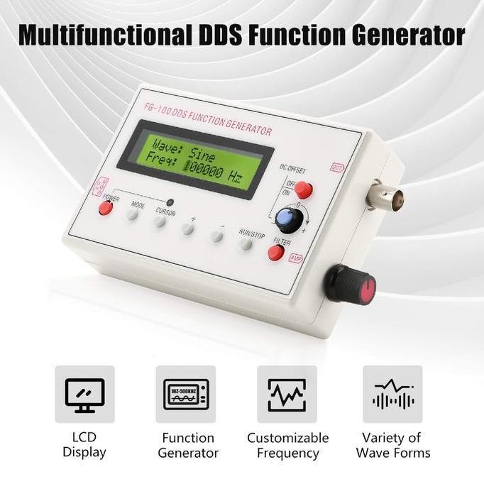 Fg-100 Dds 1Hz-500Khz Function Generator Sinyal Frekuensi Generator