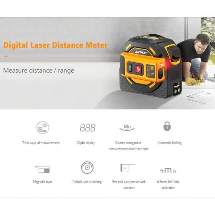 SNDWAY Laser Distance 60M TM60 Meteran Laser dan Pita Meteran