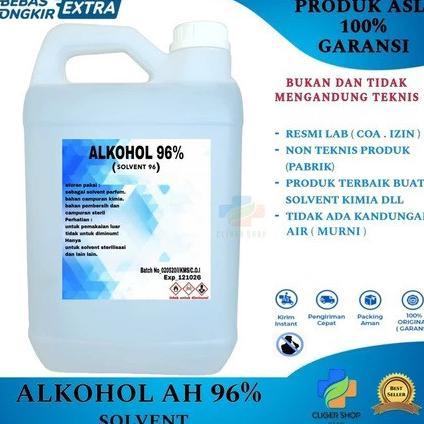 ALKOHOL DENATURE 70% ALKOHOL 96% SOLVENT KEMASAN 5 LITER / ALKOHOL 70% 5 LITER  PELARUT PARFUM, SOLV