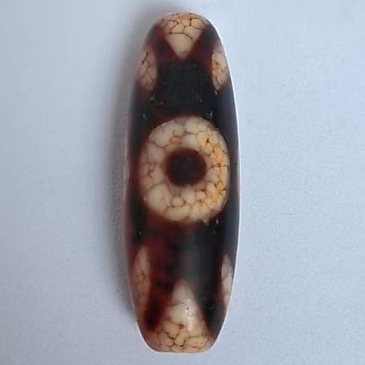 natural dzi 2 eye double bat dragon skin