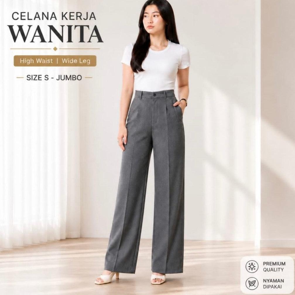 PREMIUM VIONA PANTS-CELANA PANJANG KULOT WANITA HIGH WAIST LOOSE KERJA KANTOR PREMIUM