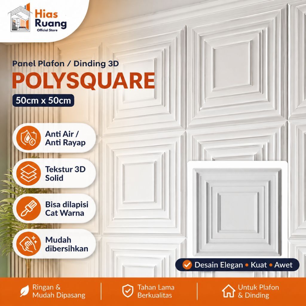 [12 Motif] 3D Wallpanel Dinding PVC 50x50 cm Solid Wallpaper Dinding Dekorasi Wall Panel Estetik Kli