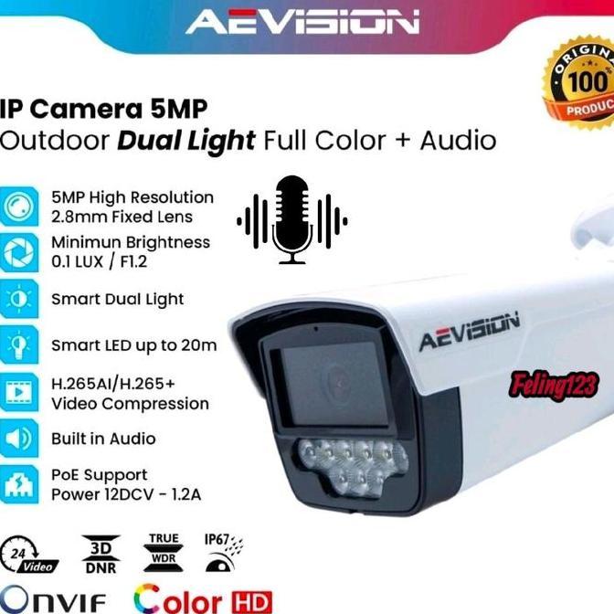 Olhar - Ip Camera / Ipcam Outdoor 5Mp 2560P Lens 2.8Mm Colorvu Audio Poe Colorvu