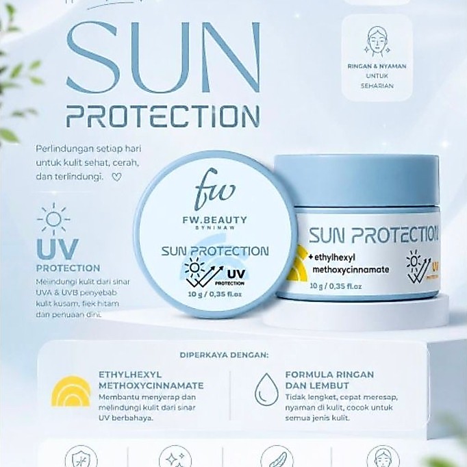 FW Beauty Sun Protection UV Protection Krim 10g Formula Ringan dan Lembut