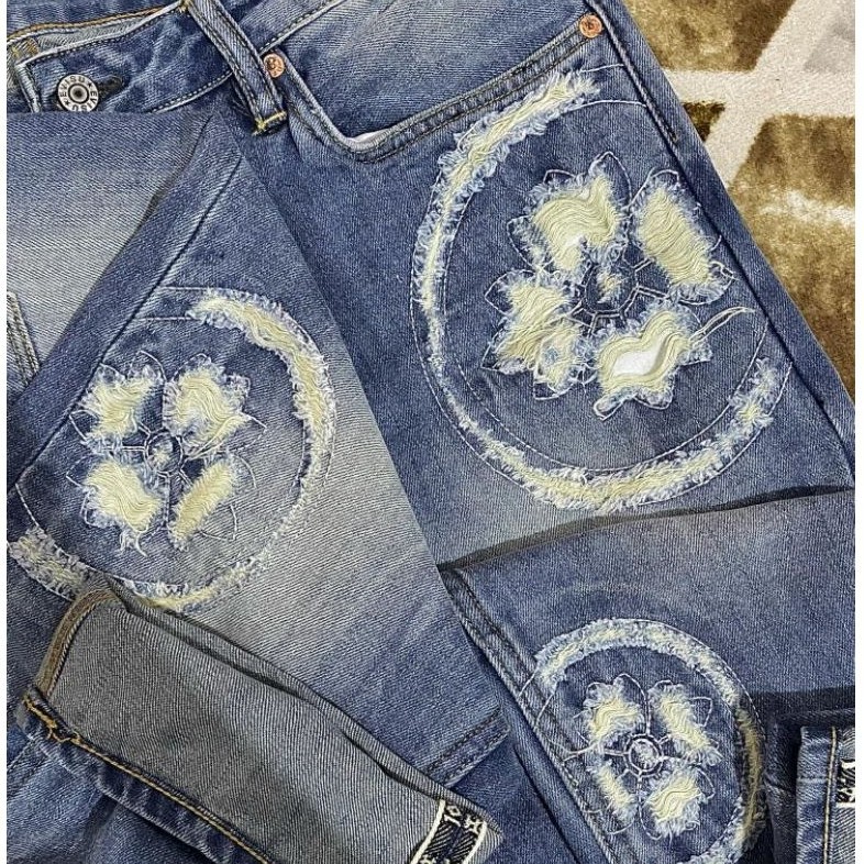 celana evisu kuro selvedge jeans pria preloved
