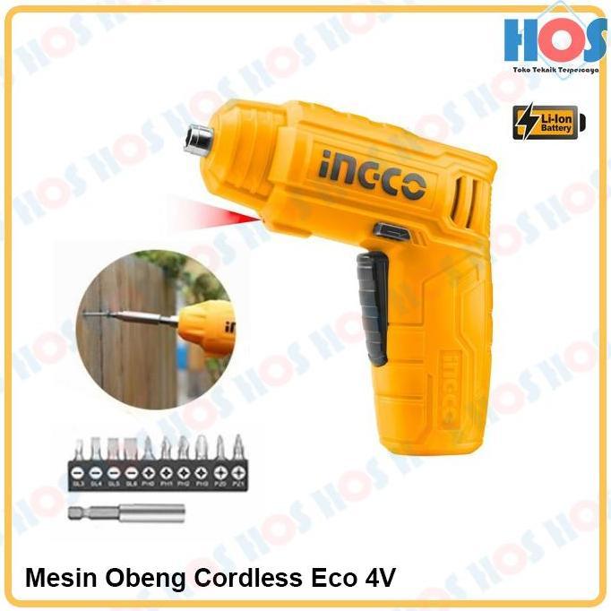 (:(:(:(] Mesin Obeng Baterai Screwdriver Cordless 4 V Ingco CSDLI0402