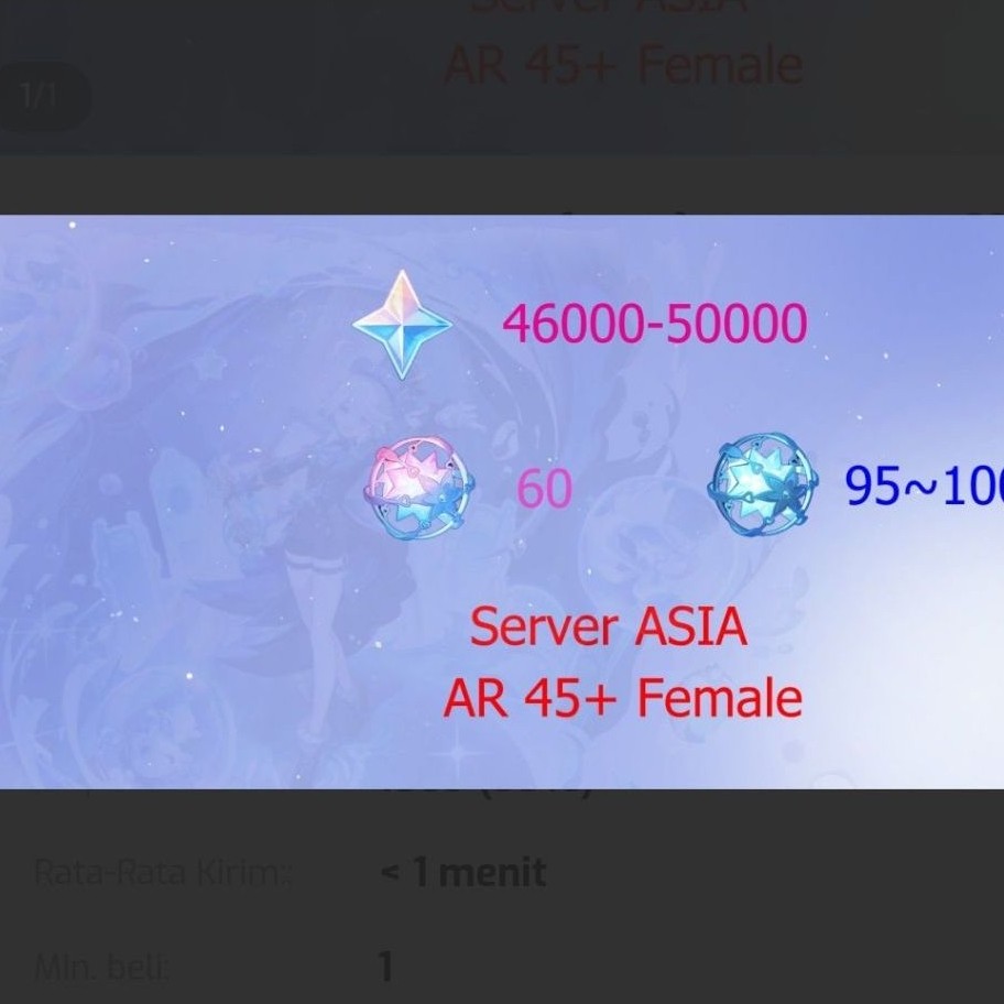 Akun Genshin Impact Reroll AR 45 Female [ASIA] 370-400x Gacha