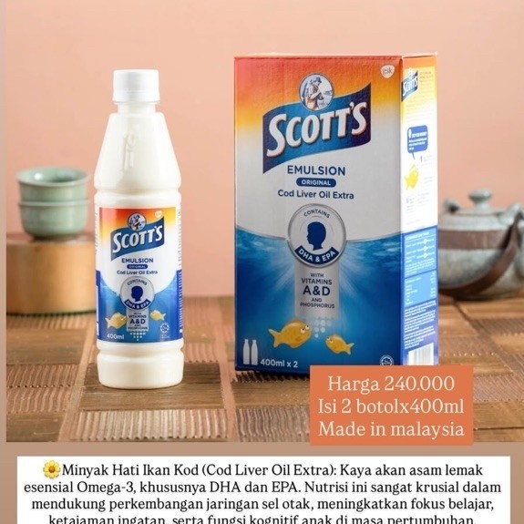 Scott"s Emulsion Rasa Original - 2 Botol x 400ml (original malaysia)