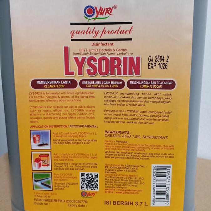 new YURI LYSORIN 3.7 LITER READY pembersih desinfektan