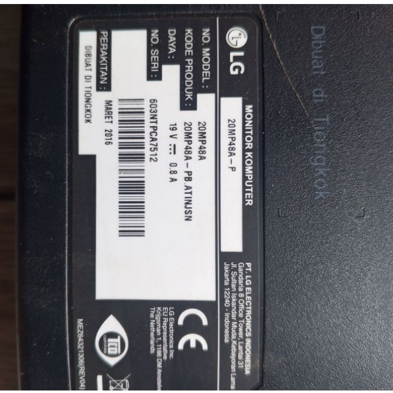 mesin motherboard Komputer LG 20MP48A-P 19 inch 20MP48A