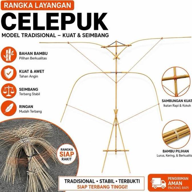 ~~~] Bantang Layangan Celepuk Knockdown ukuran 90 x 1 meter - Rangka Layangan burung hantu - Rangka 