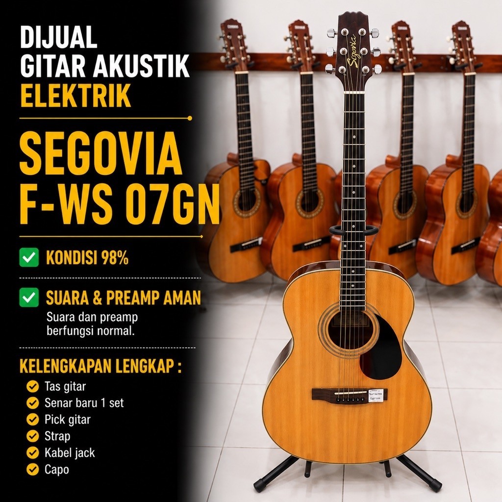 Gitar Akustik Elektrik Segovia F-WS 07GN Original Bekas Second 98% Fullset
