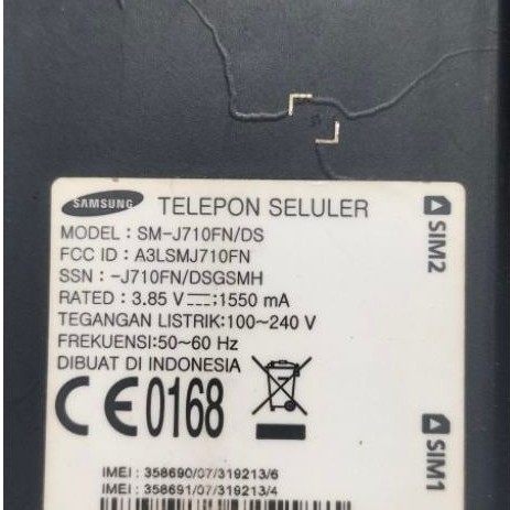 Lcd + frame Samsung J7 2016 ori copotan