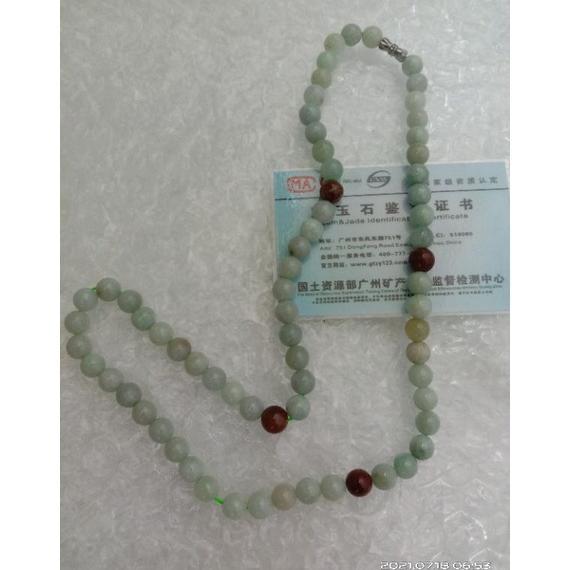 Kalung Giok Asli Cina Pria Wanita Hijau 8mm