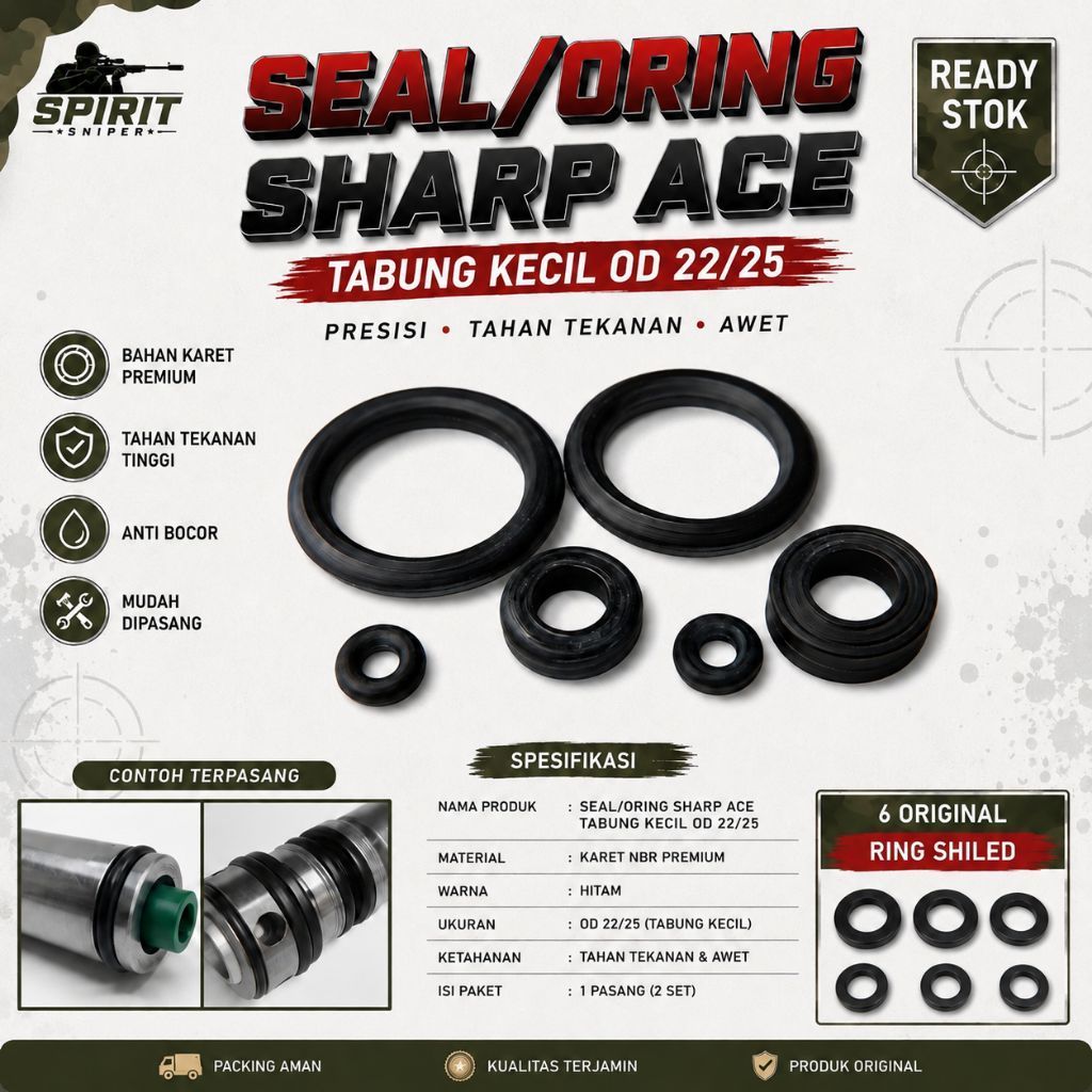 Seal Oring Sharp Ace OD 22/25 Tabung Kecil Ring Shield Original