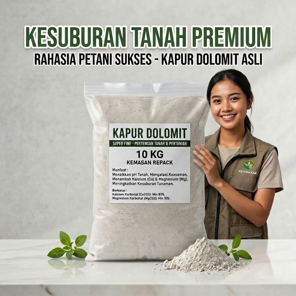 Kapur Dolomit Super 10 Kg Untuk Alas Kandang, Perikanan & Pertanian Kemasan Repack