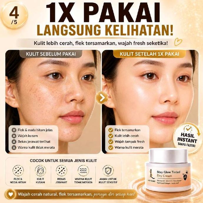 Andlit- Lazy Secret Bedak Basah Anti Flek Krim Siang Stay Glow Bantu Samarkan Flek Cerahkan Jah Kusa