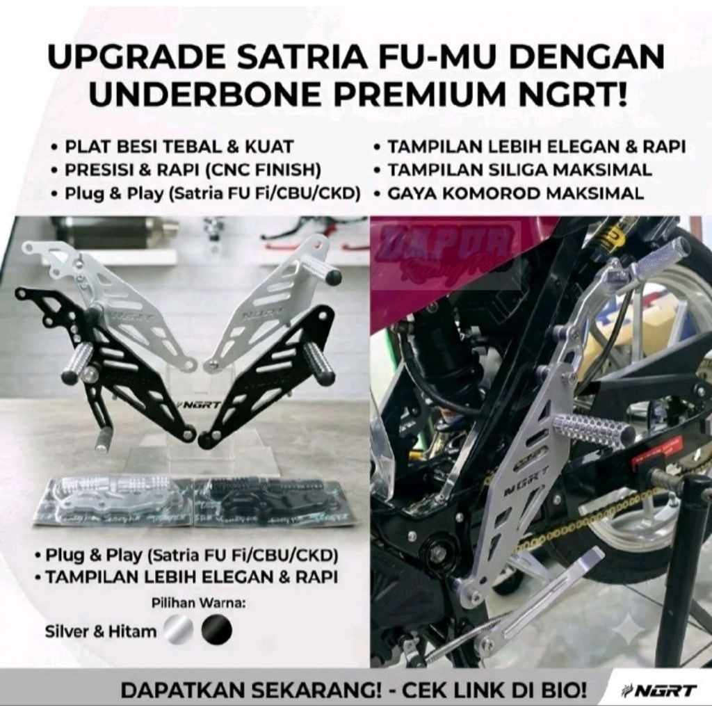 Underbone Satria Fu Karbu / FuFi NGRT Plat Besi / Footstep Underbone Satria Fu Karbu / FuFi NGRT Pla