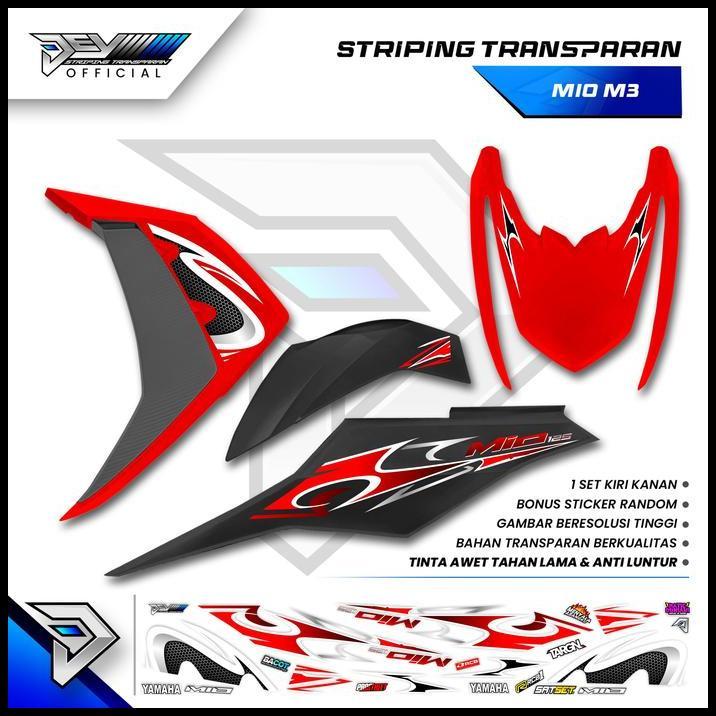 DISKON STRIPING TRANSPARAN MIO M3 | MOTIF CARBON | STICKER BODY YAMAHA MIO M3 
