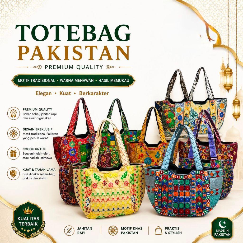 ToteBag Pakistan Ukuran Sedang Premium Original | Motif Tradisional | Tas Wanita