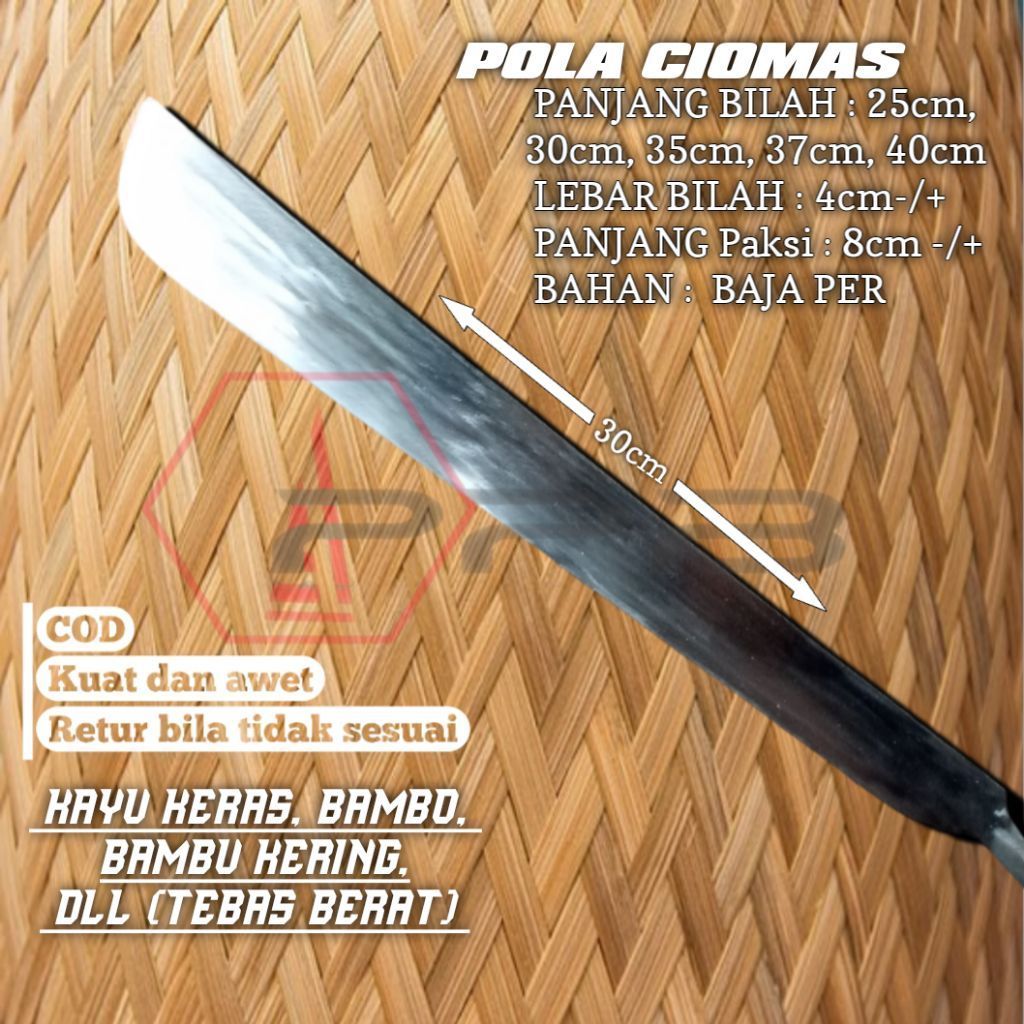 Golok Mentahan Pola Ciomas Panjang Berfariasi Baja Per Murni Kuat Bambo Sudah Tajam