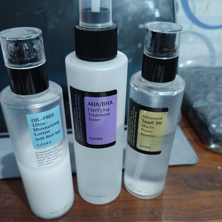 COSRX Snail Mucin, COSRX Moisturizer, COSRX AHA BHA