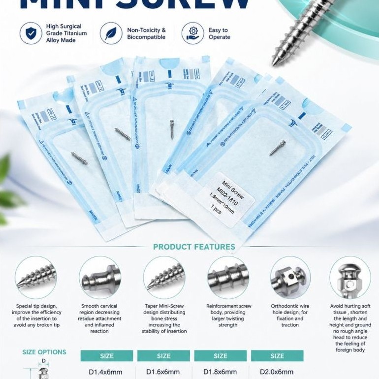Mini Screw Orthodontic Titanium | Micro Implant TAD | Screw Ortho Sterile