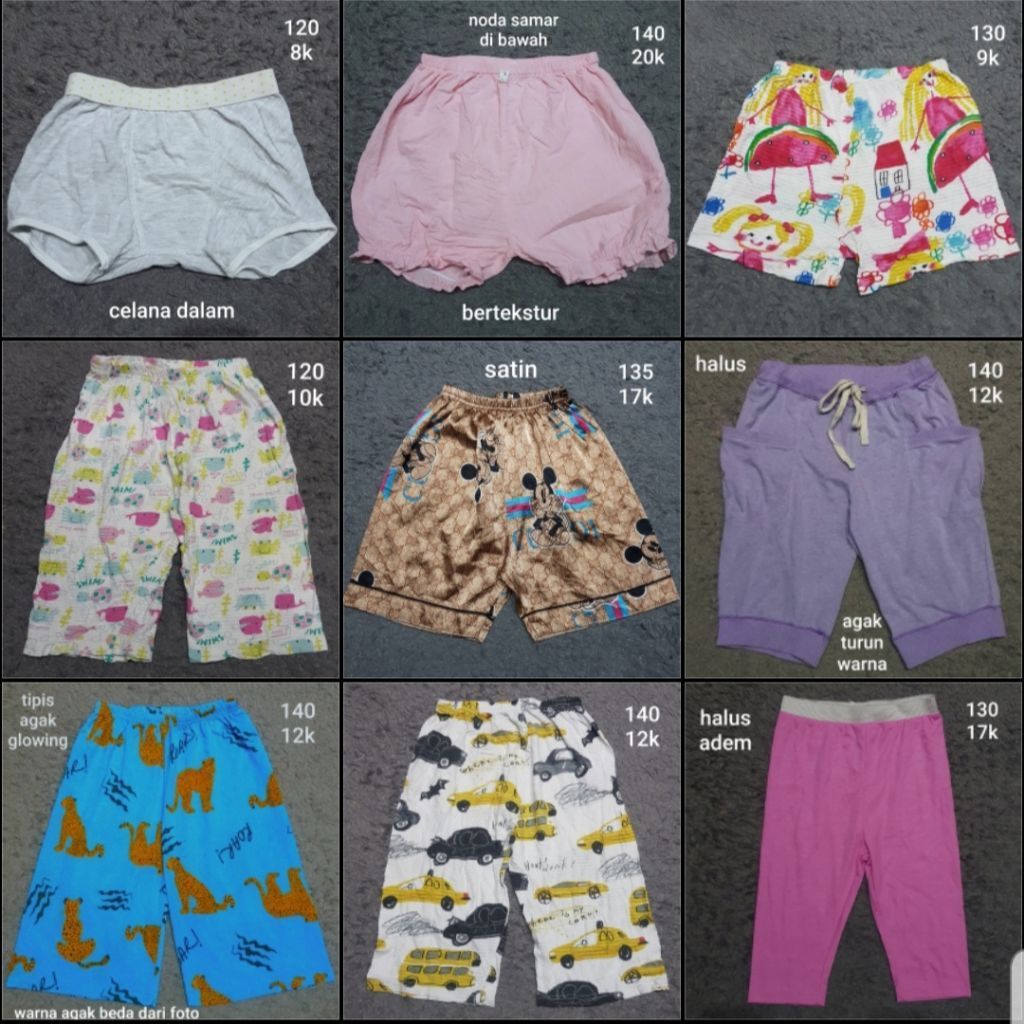 PL Bawahan Harian Anak 4-8 Tahun Celana Pendek - Panjang Unisex Perempuan Laki-laki Sale Murah Sale 