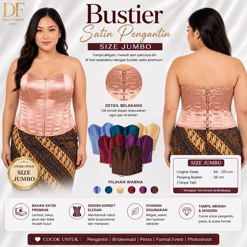 Bustier Pengantin / Longtorso Pengantin Wanita / Longtorso Kebaya / Bustier Satin Jumbo .