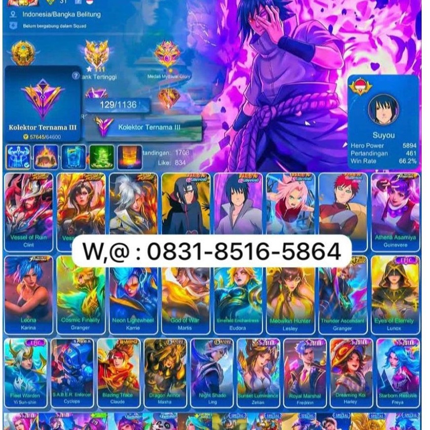 jual akun ml sultan