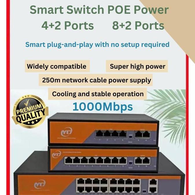 Switch Poe 4Port / Switch Poe 8Port / Poe Switch 4+2Ports / Poe Switch 8+2Ports Uplink 1000Mbps Giga