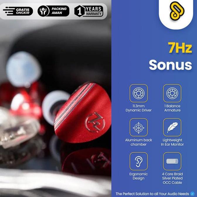 NEW 7Hz / 7 Hertz SONUS 1BA+1DD Hybrid Driver In Ear Monitor Earphone