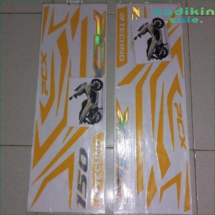 STRIPING VARIASI PCX 150 WARNA KUNING, STIKER CUTTING LIS BODY PCX 150 HIGH QUALITY