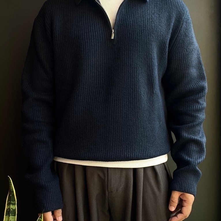 Premium Collection Collared Halzip Navy by Lemard