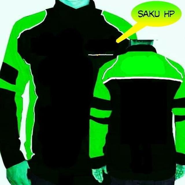 jaket motor polos ojol hitam hijau
