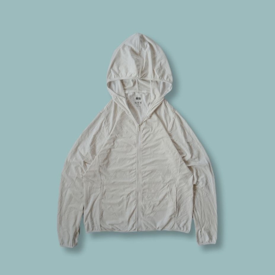 Uniquesport - Jaket Olahraga Running Uniqlo AIRism UV Cut White Second