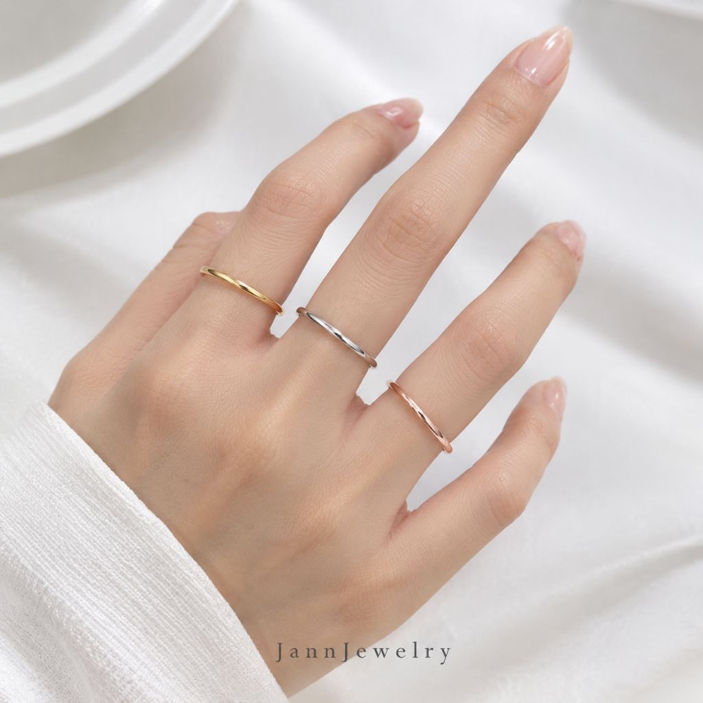 cincin anak & dewasa Titanium polos simple anti karat&alergi