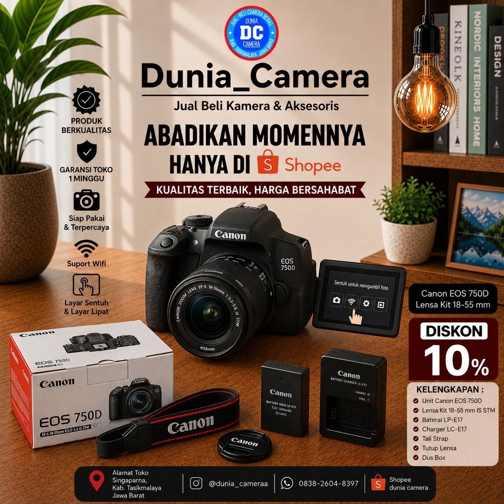 Canon 750d bekas mulus no vignet