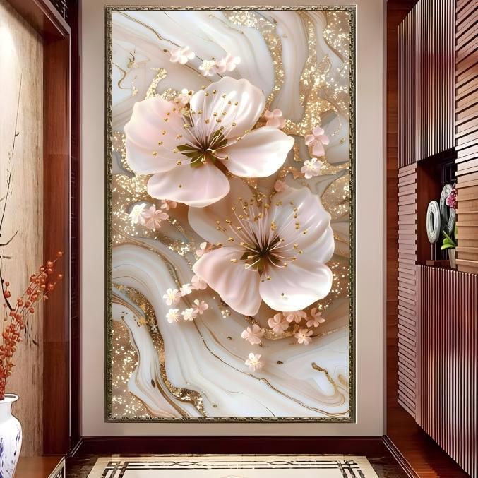 CETAK Wallpaper Stiker Bunga 3d, Wallpaper Dinding Bunga Mawar Terlaris, Wallpaper 3d murah