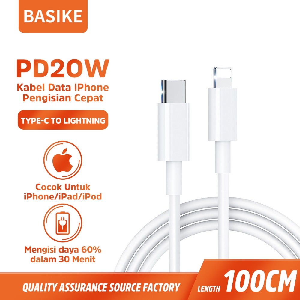 (HOT)BASIKE Kabel Data Fast Charging PD 20W Type C to Lightning for