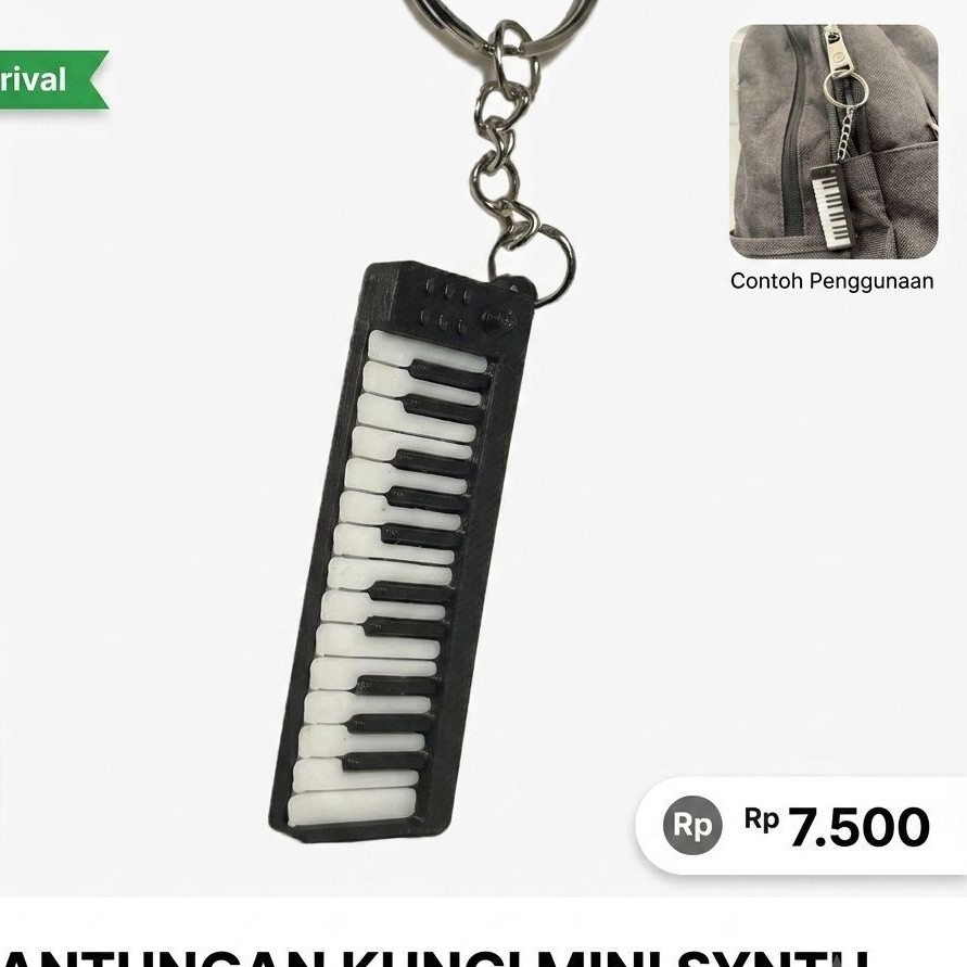 Gantungan Kunci piano mini. Keyboard Piano Keychain