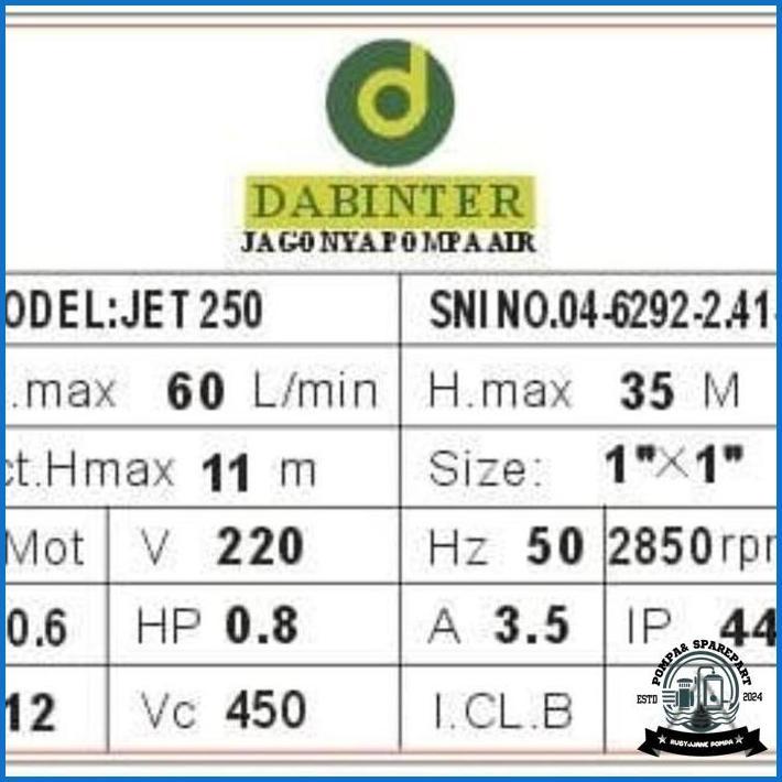 Pompa Semijet 100A Dan 250A   Dabinter. Murah